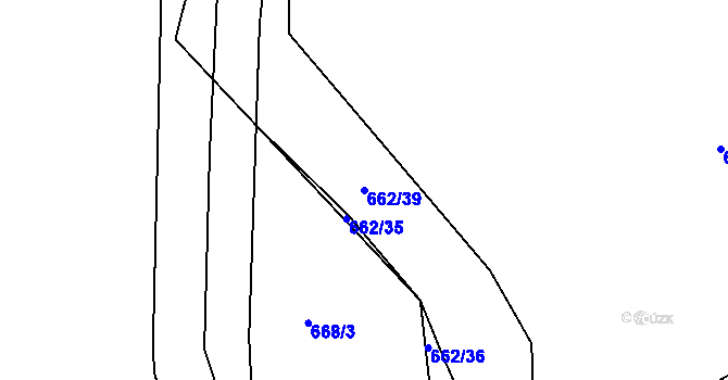 Parcela st. 662/39 v KÚ Hamry nad Sázavou, Katastrální mapa