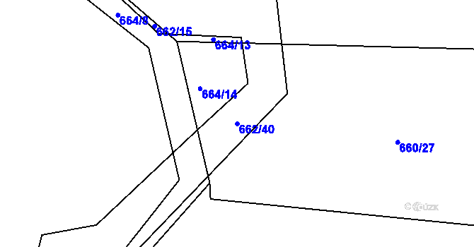 Parcela st. 662/40 v KÚ Hamry nad Sázavou, Katastrální mapa