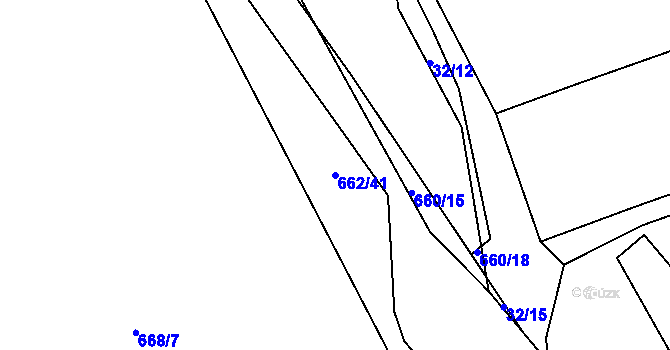 Parcela st. 662/41 v KÚ Hamry nad Sázavou, Katastrální mapa