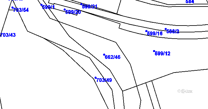 Parcela st. 662/46 v KÚ Hamry nad Sázavou, Katastrální mapa