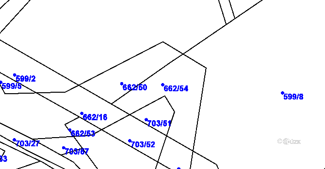 Parcela st. 662/54 v KÚ Hamry nad Sázavou, Katastrální mapa
