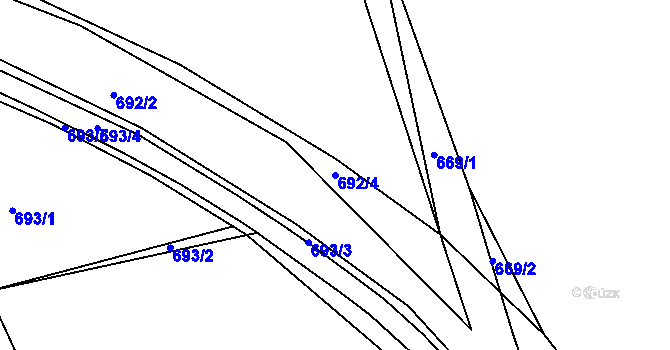 Parcela st. 692/4 v KÚ Hamry nad Sázavou, Katastrální mapa