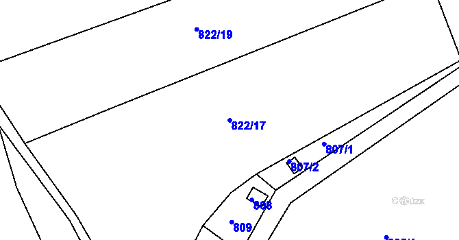 Parcela st. 822/17 v KÚ Hamry nad Sázavou, Katastrální mapa