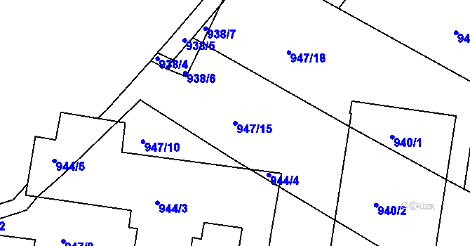 Parcela st. 947/15 v KÚ Hamry nad Sázavou, Katastrální mapa