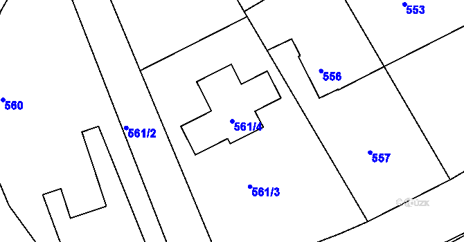 Parcela st. 561/4 v KÚ Hamry nad Sázavou, Katastrální mapa