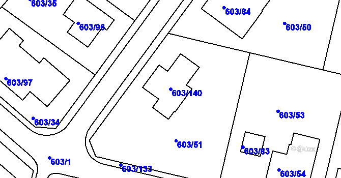 Parcela st. 603/140 v KÚ Hamry nad Sázavou, Katastrální mapa