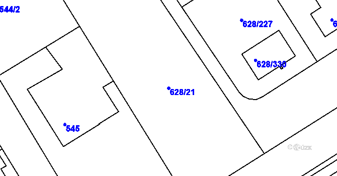 Parcela st. 628/21 v KÚ Hamry nad Sázavou, Katastrální mapa