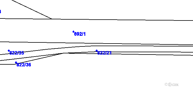 Parcela st. 822/21 v KÚ Hamry nad Sázavou, Katastrální mapa