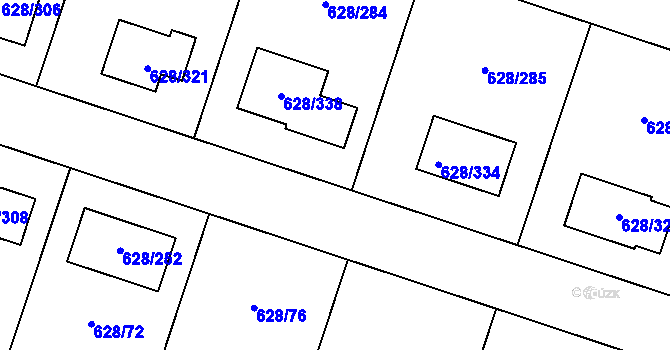 Parcela st. 628/29 v KÚ Hamry nad Sázavou, Katastrální mapa