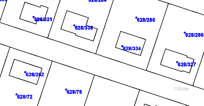 Parcela st. 628/32 v KÚ Hamry nad Sázavou, Katastrální mapa