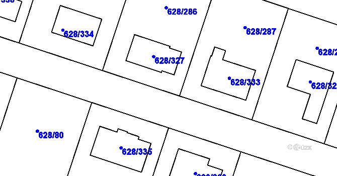 Parcela st. 628/35 v KÚ Hamry nad Sázavou, Katastrální mapa