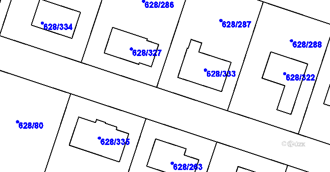 Parcela st. 628/38 v KÚ Hamry nad Sázavou, Katastrální mapa