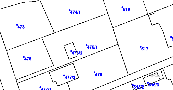 Parcela st. 476/1 v KÚ Hamry nad Sázavou, Katastrální mapa