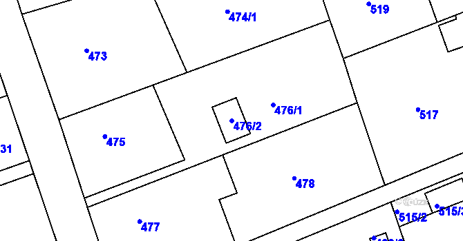 Parcela st. 476/2 v KÚ Hamry nad Sázavou, Katastrální mapa
