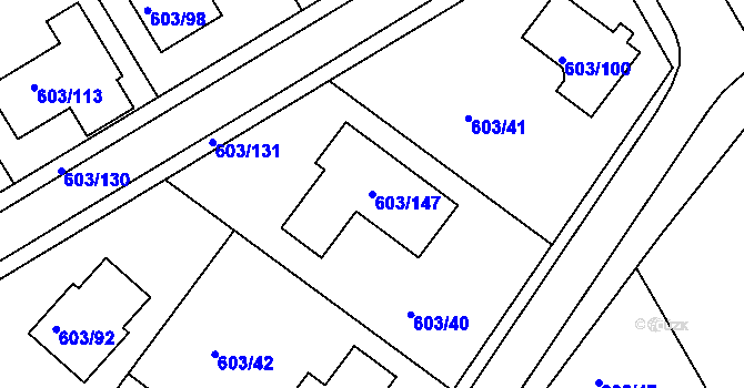 Parcela st. 603/147 v KÚ Hamry nad Sázavou, Katastrální mapa