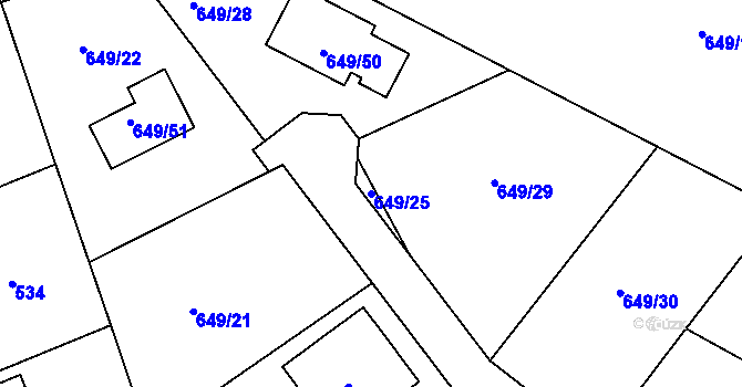 Parcela st. 649/25 v KÚ Hamry nad Sázavou, Katastrální mapa