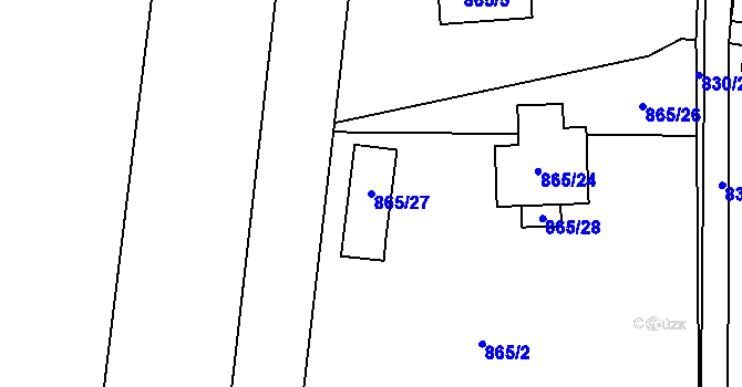Parcela st. 865/27 v KÚ Hamry nad Sázavou, Katastrální mapa