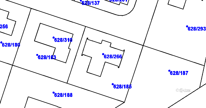 Parcela st. 628/266 v KÚ Hamry nad Sázavou, Katastrální mapa