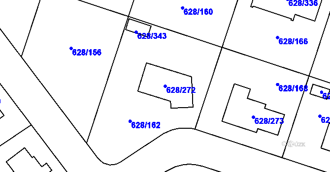 Parcela st. 628/272 v KÚ Hamry nad Sázavou, Katastrální mapa