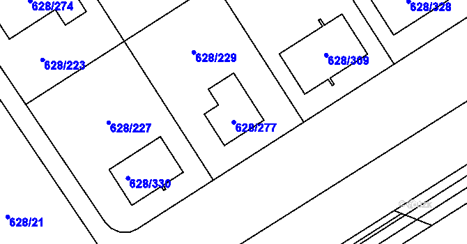 Parcela st. 628/277 v KÚ Hamry nad Sázavou, Katastrální mapa