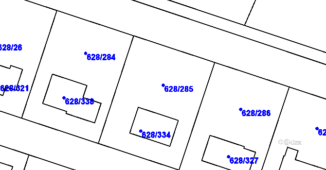 Parcela st. 628/285 v KÚ Hamry nad Sázavou, Katastrální mapa