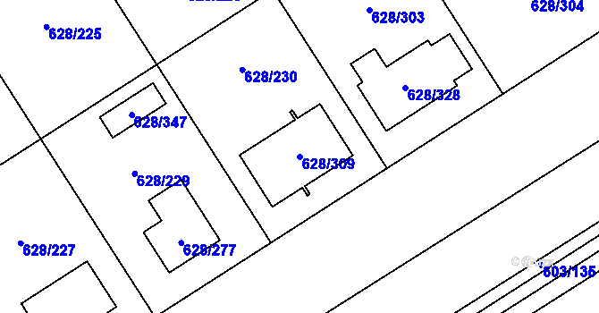 Parcela st. 628/309 v KÚ Hamry nad Sázavou, Katastrální mapa