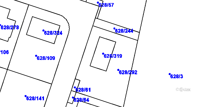 Parcela st. 628/319 v KÚ Hamry nad Sázavou, Katastrální mapa