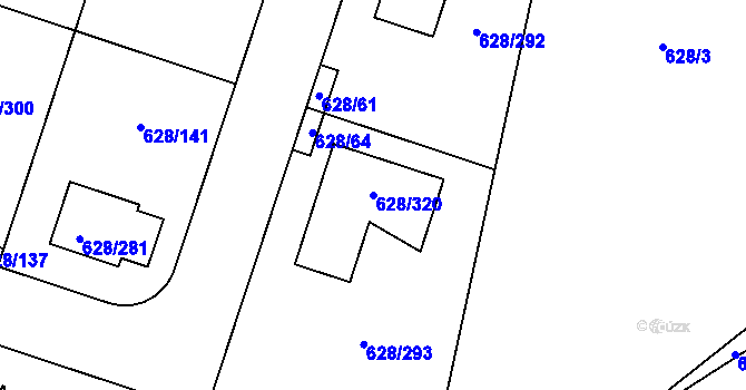 Parcela st. 628/320 v KÚ Hamry nad Sázavou, Katastrální mapa