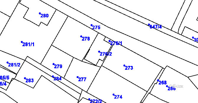 Parcela st. 276/2 v KÚ Hamry nad Sázavou, Katastrální mapa