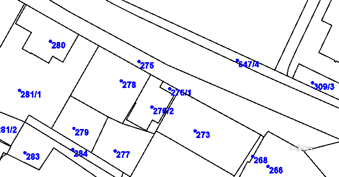 Parcela st. 276/1 v KÚ Hamry nad Sázavou, Katastrální mapa