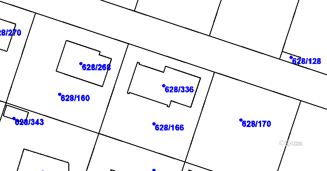 Parcela st. 628/336 v KÚ Hamry nad Sázavou, Katastrální mapa
