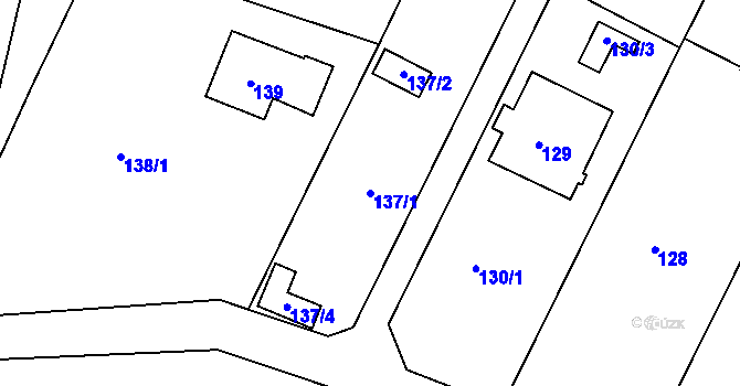 Parcela st. 137/1 v KÚ Hamry nad Sázavou, Katastrální mapa