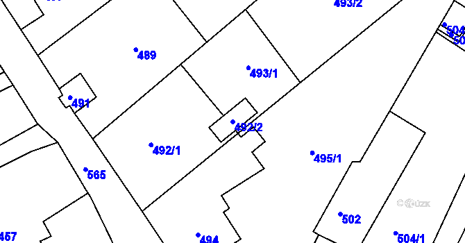 Parcela st. 492/2 v KÚ Hamry nad Sázavou, Katastrální mapa