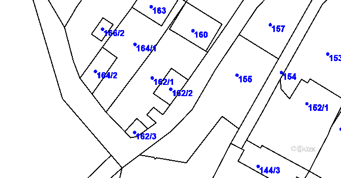 Parcela st. 162/2 v KÚ Hamry nad Sázavou, Katastrální mapa