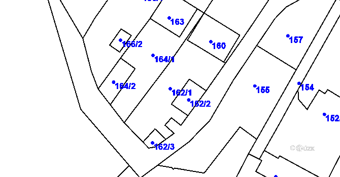 Parcela st. 162/1 v KÚ Hamry nad Sázavou, Katastrální mapa