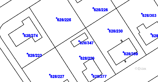 Parcela st. 628/347 v KÚ Hamry nad Sázavou, Katastrální mapa