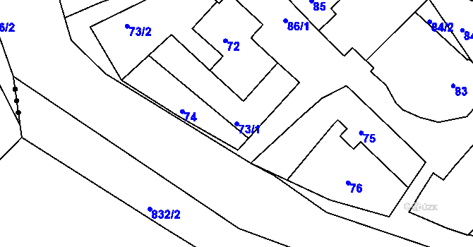 Parcela st. 73/1 v KÚ Najdek na Moravě, Katastrální mapa
