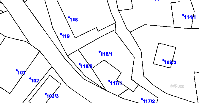 Parcela st. 116/1 v KÚ Najdek na Moravě, Katastrální mapa