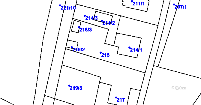 Parcela st. 215 v KÚ Najdek na Moravě, Katastrální mapa