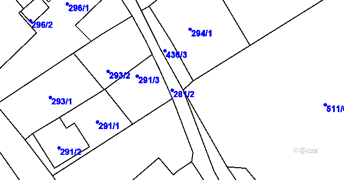 Parcela st. 281/2 v KÚ Najdek na Moravě, Katastrální mapa