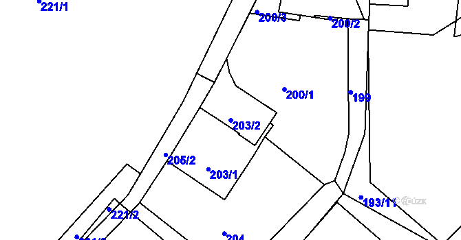 Parcela st. 203/2 v KÚ Najdek na Moravě, Katastrální mapa