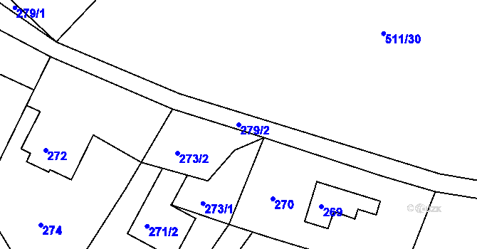 Parcela st. 279/2 v KÚ Najdek na Moravě, Katastrální mapa