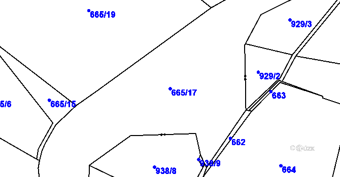 Parcela st. 665/17 v KÚ Najdek na Moravě, Katastrální mapa