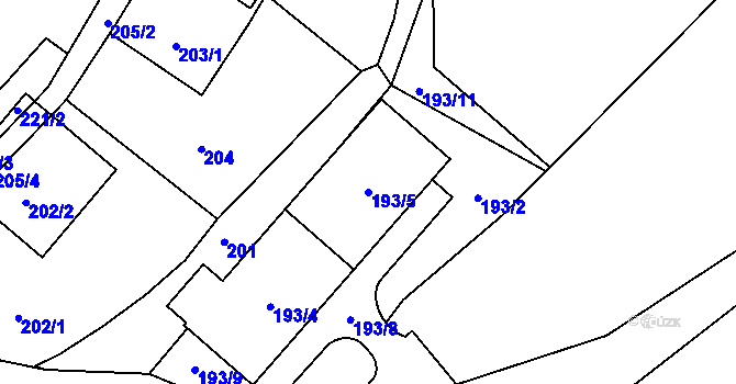 Parcela st. 193/5 v KÚ Najdek na Moravě, Katastrální mapa