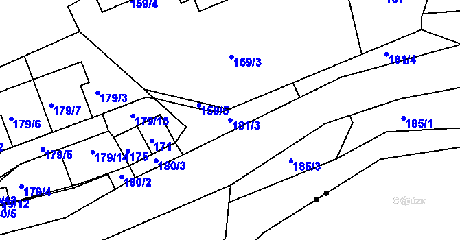Parcela st. 181/3 v KÚ Najdek na Moravě, Katastrální mapa
