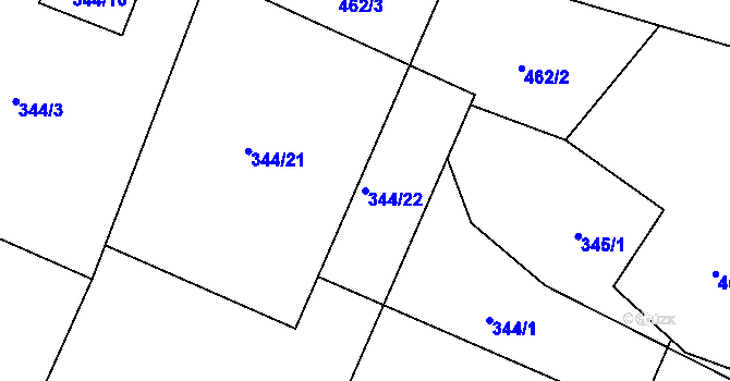 Parcela st. 344/22 v KÚ Najdek na Moravě, Katastrální mapa
