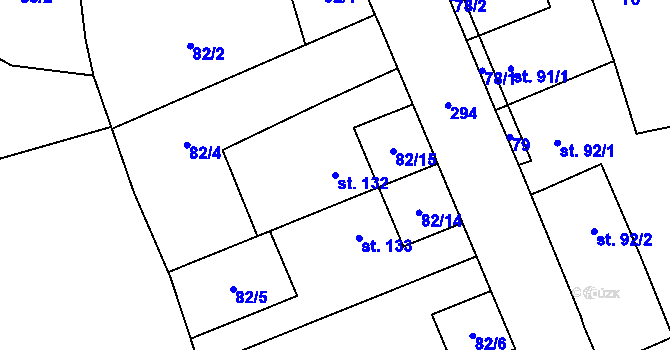 Parcela st. 132 v KÚ Haňovice, Katastrální mapa