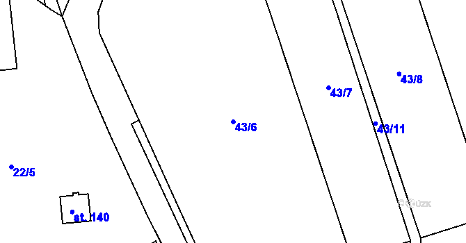Parcela st. 43/6 v KÚ Haňovice, Katastrální mapa