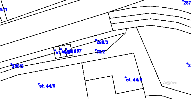 Parcela st. 83/2 v KÚ Haňovice, Katastrální mapa