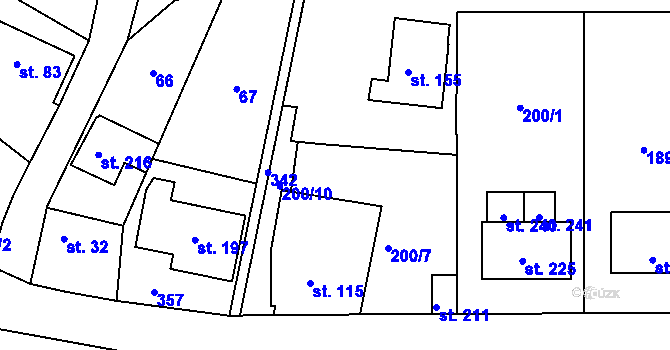 Parcela st. 200/4 v KÚ Haňovice, Katastrální mapa